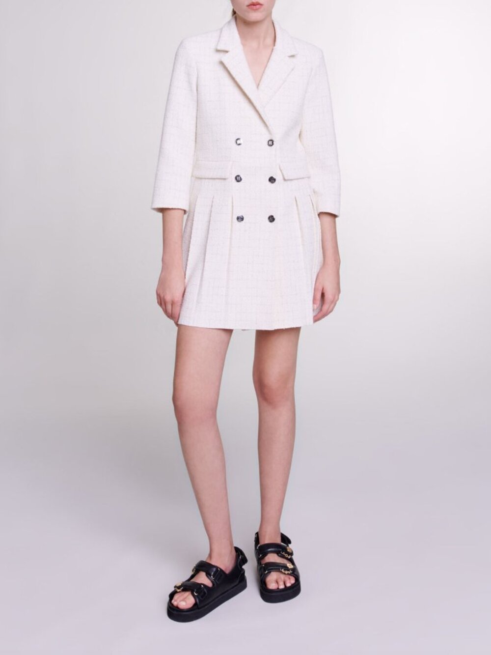 Maje short double breasted pleated dress - Picture 2 of 6